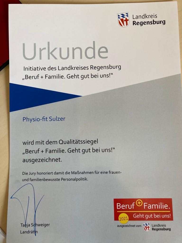Urkunde – Beruf + Familie